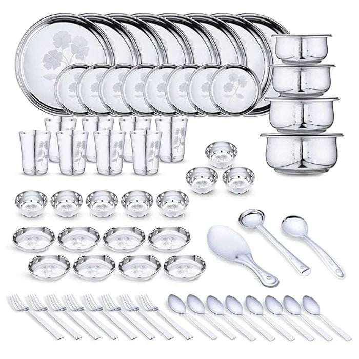 67 Pieces Steel Dinner set | Steel Kitchen Set