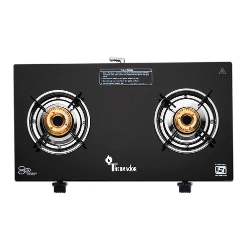 Gas Stove 2 Burners with Premium Gas Saver Brass Burners | Automatic Ignition 2 Burner Gas Stove | 6mm Toughened Glass Gas Chulha | LPG Gas Stove | ISI Certified | 1 Yr Warranty