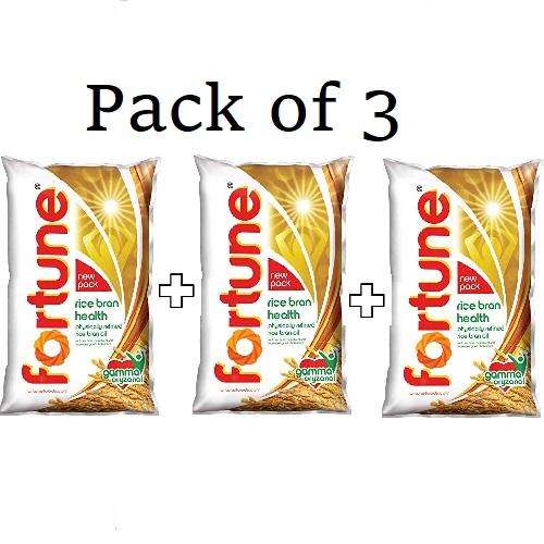 (Pack of 3) Rice Bran Health Oil, 1L Pouch