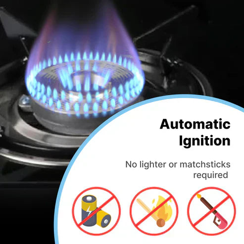 Glass 4 Burner Gas Stove With Premium Gas Saver Brass Plated Burner | Manual Ignition With 6 mm Toughened Glass Top | LPG Gas Stove | ISI Certified | 1 Yr Warranty