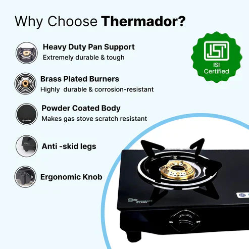 Gas Stove 2 Burners with Premium Gas Saver Brass Burners | Automatic Ignition 2 Burner Gas Stove | 6mm Toughened Glass Gas Chulha | LPG Gas Stove | ISI Certified | 1 Yr Warranty