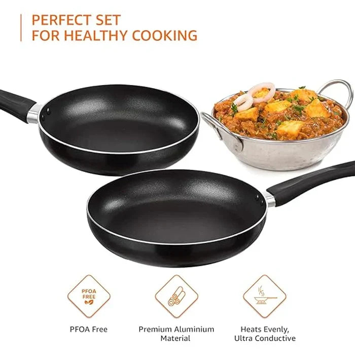 8 Piece Non-Stick Cookware Set | 2-Way 3 Layer Non-Stick Coating | PFOA Free | High Temperature Resistant Exterior Coating