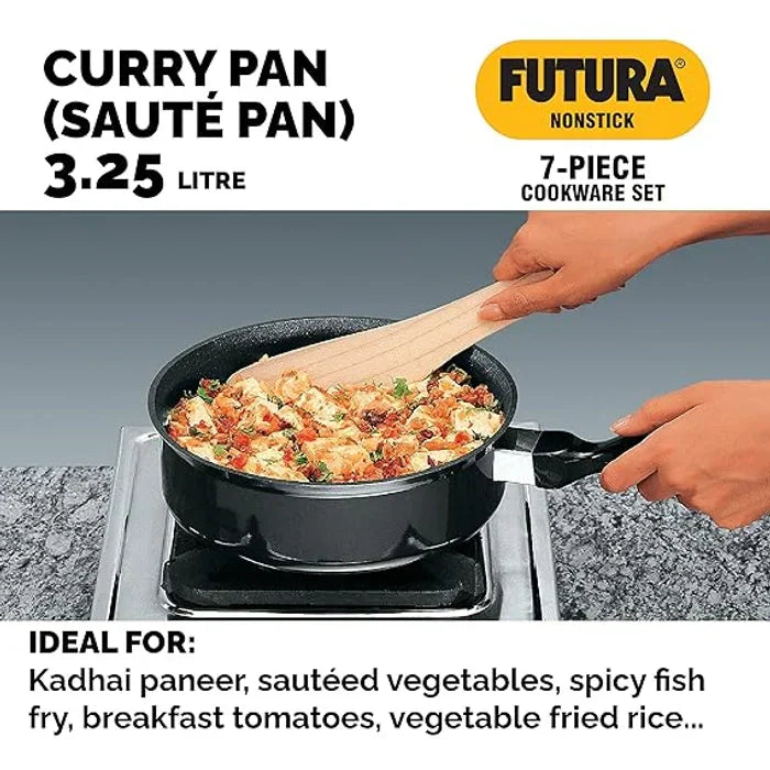 5 Pieces Cookware Set 4 - Non Stick Kadhai, Two Frying Pans, Saucepan, Saute Pan and Two Glass Lids
