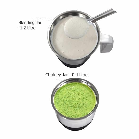 Baltra Promo (550 Watt) Mixer Grinder with 2 Stainless Steel Jars - Turquoise Green & White.