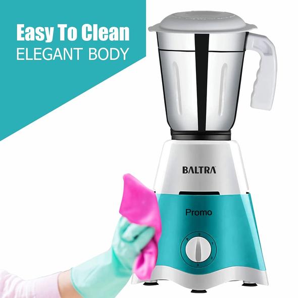 Baltra Promo (550 Watt) Mixer Grinder with 2 Stainless Steel Jars - Turquoise Green & White.