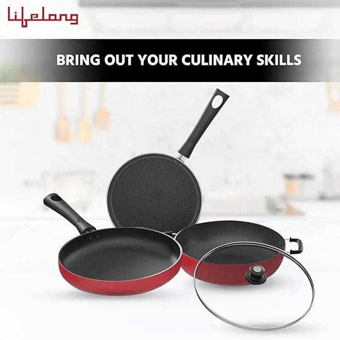 Kitchen Set 2-Burner Gas Stove, 3-Piece Cookware Set, 500W Mixer Grinder, 3L Pressure Cooker, 1.5L Electric Kettle, Water Bottle with Chopper, Chopping Board, Knives & Gas Lighter