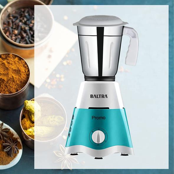 Baltra Promo (550 Watt) Mixer Grinder with 2 Stainless Steel Jars - Turquoise Green & White.