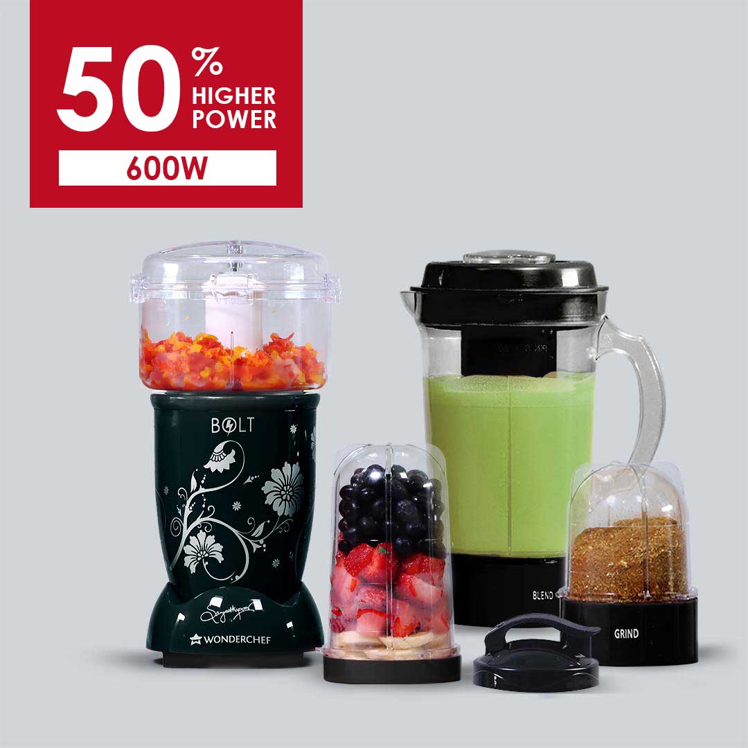 Nutri-blend Juicer, Mixer, Grinder, Smoothie Maker & Chopper | Complete Kitchen Machine | 22000 RPM Blender, Chopper, Juicer | 500W 100% Full Copper Motor | SS Blades | 4 Unbreakable Jars | 2 Years Warranty | Recipe Book By Chef Sanjeev Kapoor | Black