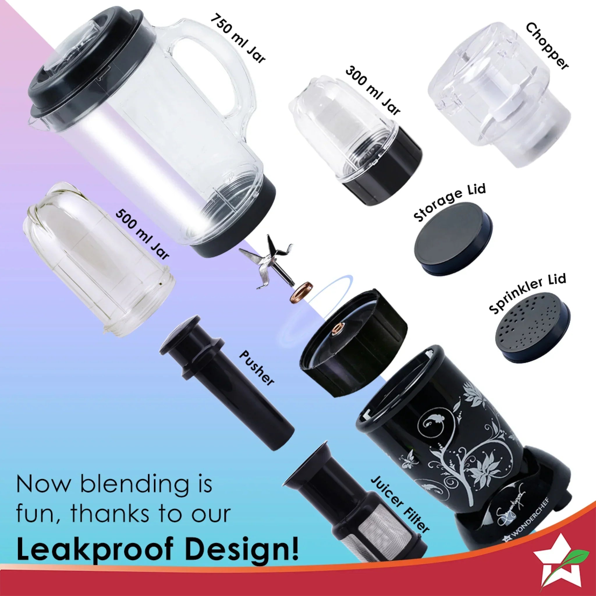 Nutri-blend Juicer, Mixer, Grinder, Smoothie Maker & Chopper | Complete Kitchen Machine | 22000 RPM Blender, Chopper, Juicer | 500W 100% Full Copper Motor | SS Blades | 4 Unbreakable Jars | 2 Years Warranty | Recipe Book By Chef Sanjeev Kapoor | Black